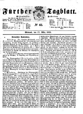 Fürther Tagblatt Mittwoch 17. März 1858