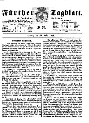 Fürther Tagblatt Dienstag 23. März 1858