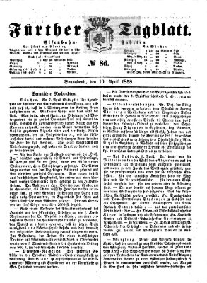 Fürther Tagblatt Samstag 10. April 1858