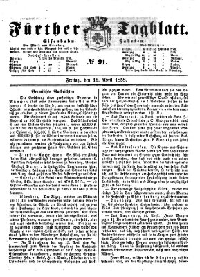 Fürther Tagblatt Freitag 16. April 1858