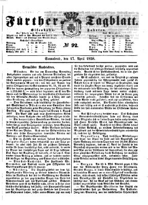 Fürther Tagblatt Samstag 17. April 1858