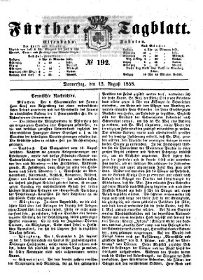 Fürther Tagblatt Donnerstag 12. August 1858