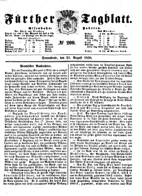 Fürther Tagblatt Samstag 21. August 1858