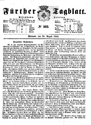 Fürther Tagblatt Mittwoch 25. August 1858