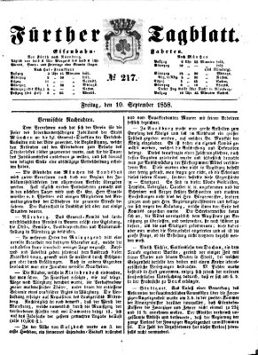 Fürther Tagblatt Freitag 10. September 1858