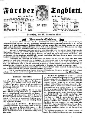 Fürther Tagblatt Donnerstag 16. September 1858