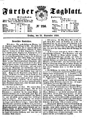 Fürther Tagblatt Dienstag 21. September 1858