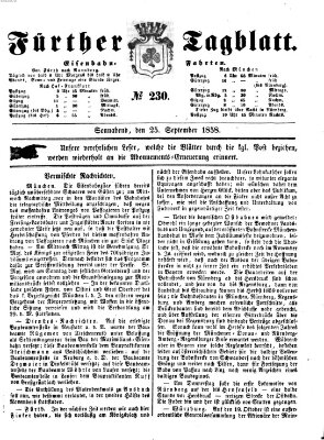 Fürther Tagblatt Samstag 25. September 1858