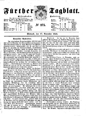 Fürther Tagblatt Mittwoch 17. November 1858