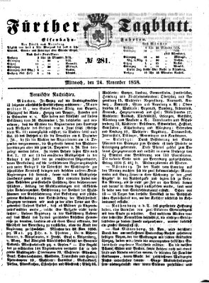 Fürther Tagblatt Mittwoch 24. November 1858