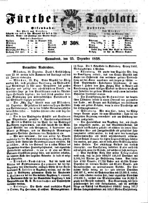 Fürther Tagblatt Samstag 25. Dezember 1858