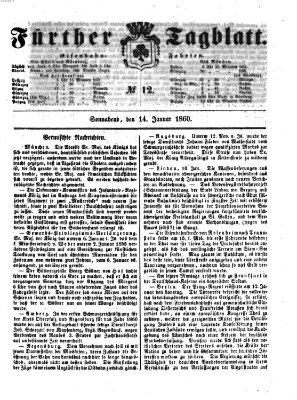 Fürther Tagblatt Samstag 14. Januar 1860