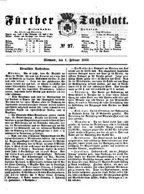 Fürther Tagblatt Mittwoch 1. Februar 1860