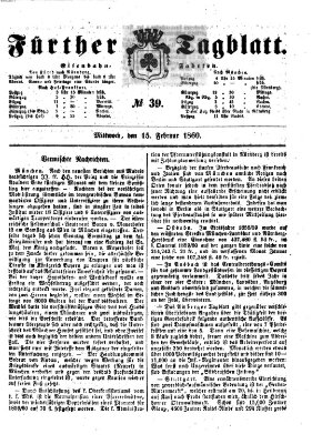 Fürther Tagblatt Mittwoch 15. Februar 1860