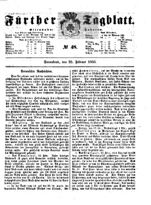 Fürther Tagblatt Samstag 25. Februar 1860