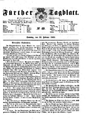 Fürther Tagblatt Sonntag 26. Februar 1860