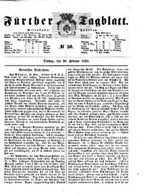 Fürther Tagblatt Dienstag 28. Februar 1860