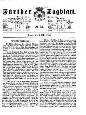 Fürther Tagblatt Freitag 2. März 1860