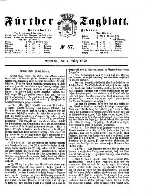 Fürther Tagblatt Mittwoch 7. März 1860