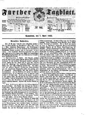 Fürther Tagblatt Samstag 7. April 1860