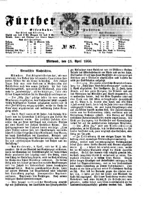 Fürther Tagblatt Mittwoch 11. April 1860