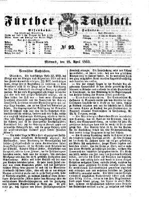 Fürther Tagblatt Mittwoch 18. April 1860