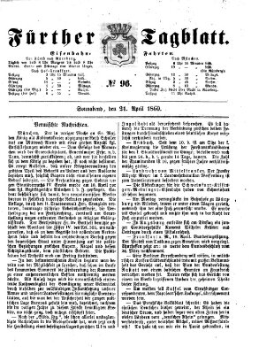 Fürther Tagblatt Samstag 21. April 1860