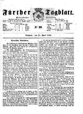 Fürther Tagblatt Mittwoch 25. April 1860