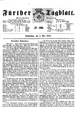 Fürther Tagblatt Donnerstag 3. Mai 1860