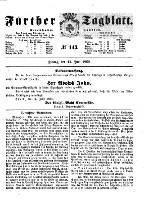 Fürther Tagblatt Freitag 15. Juni 1860