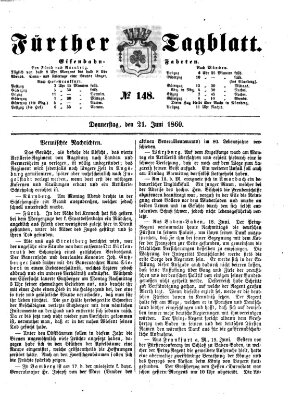 Fürther Tagblatt Donnerstag 21. Juni 1860