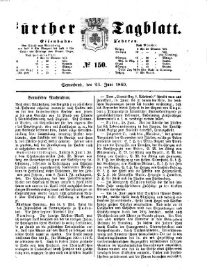 Fürther Tagblatt Samstag 23. Juni 1860