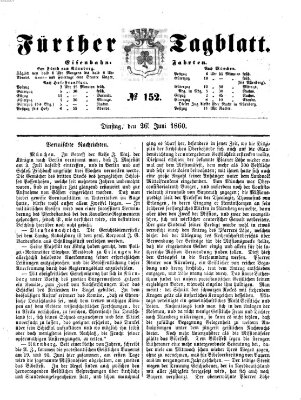 Fürther Tagblatt Dienstag 26. Juni 1860