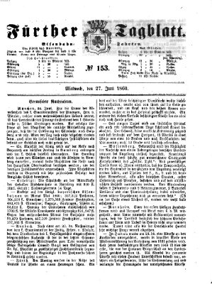 Fürther Tagblatt Mittwoch 27. Juni 1860