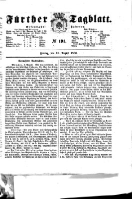 Fürther Tagblatt Freitag 10. August 1860