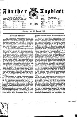 Fürther Tagblatt Sonntag 12. August 1860