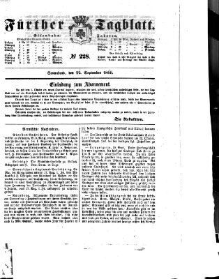 Fürther Tagblatt Samstag 22. September 1860