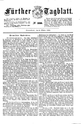 Fürther Tagblatt Samstag 6. Oktober 1860