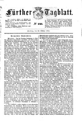 Fürther Tagblatt Freitag 12. Oktober 1860