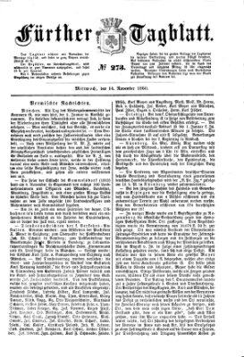 Fürther Tagblatt Mittwoch 14. November 1860