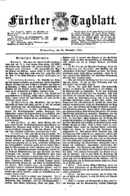 Fürther Tagblatt Donnerstag 22. November 1860