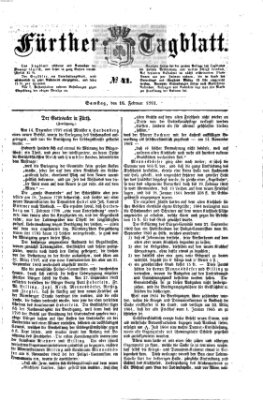 Fürther Tagblatt Samstag 16. Februar 1861