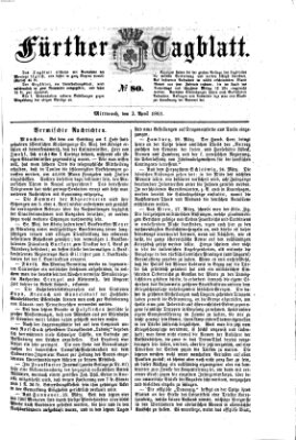 Fürther Tagblatt Mittwoch 3. April 1861