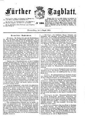 Fürther Tagblatt Donnerstag 1. August 1861