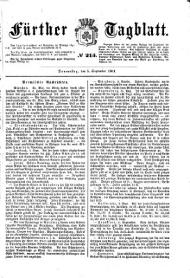 Fürther Tagblatt Donnerstag 5. September 1861