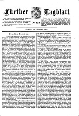 Fürther Tagblatt Samstag 7. September 1861