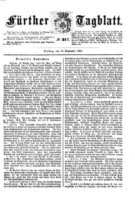 Fürther Tagblatt Dienstag 10. September 1861