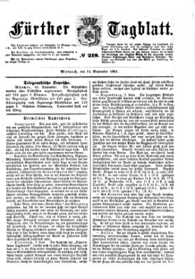 Fürther Tagblatt Mittwoch 11. September 1861