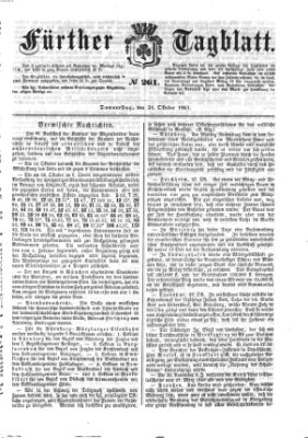 Fürther Tagblatt Donnerstag 31. Oktober 1861