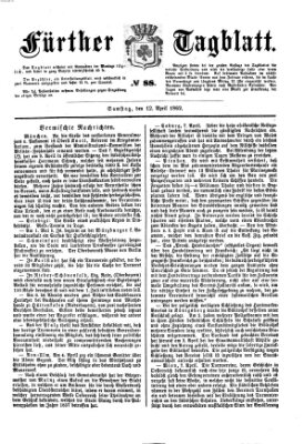 Fürther Tagblatt Samstag 12. April 1862